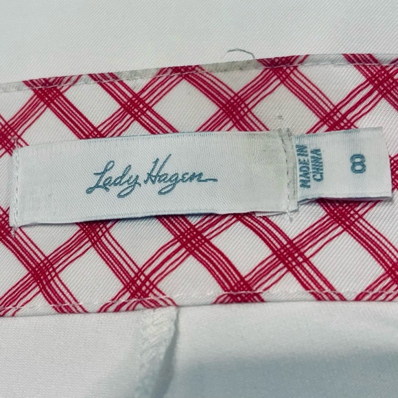 Women’s Lady Hagen Size 8 Golf or Tennis Skort Skirt White Pink Check - Picture 3 of 6